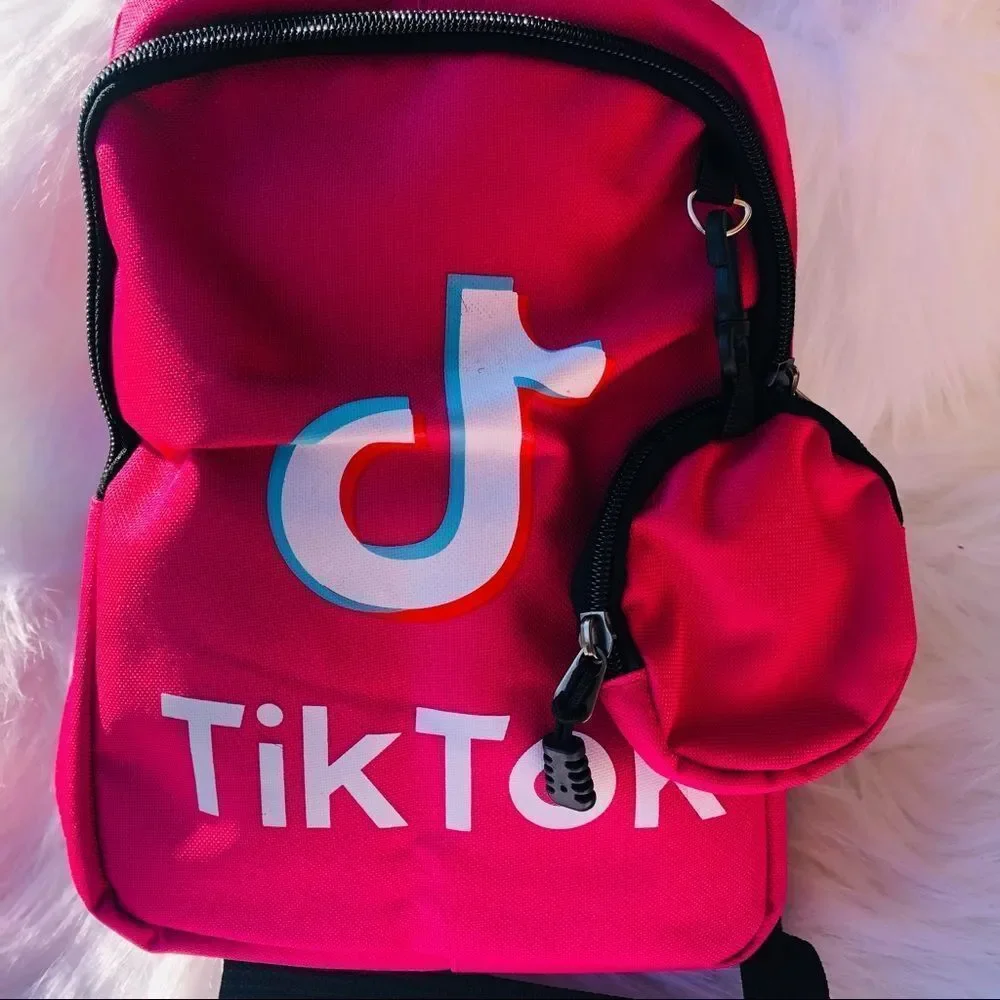 Brand New Trendy Kids Tik Tok School Bagpack‎ with coin purse (Pink)Small